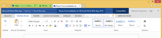 Arquivo recém-renomeado Word Web App Arquivo recém-renomeado Word Web App