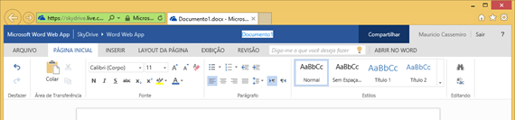 Come&ccedil;ando a renomear um arquivo no Word Web App