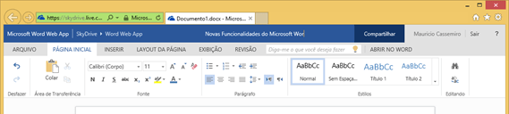 Renomeando um arquivo no Word Web App Renomeando um arquivo no Word Web App